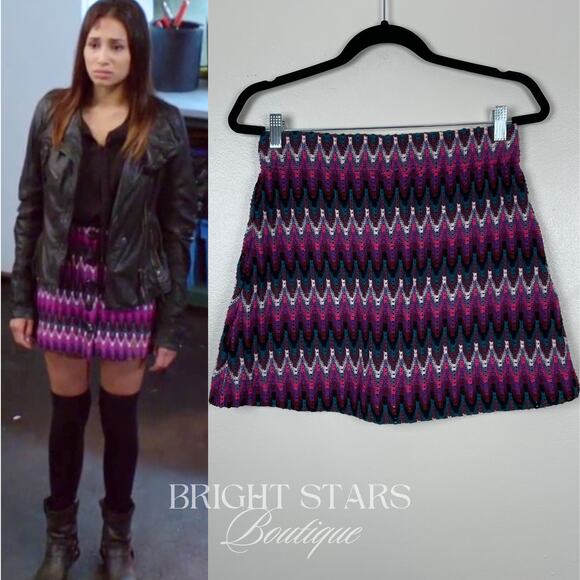 Rare Purple Chevron Mini Skirt ASO Sally Malik Being Human Meaghan Rath Bohemian - Picture 2 of 8
